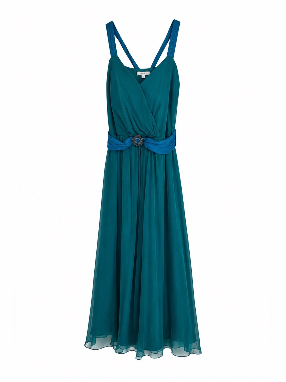 Laundry By Shelli Segal Teal Backless Boho Dress Size 6